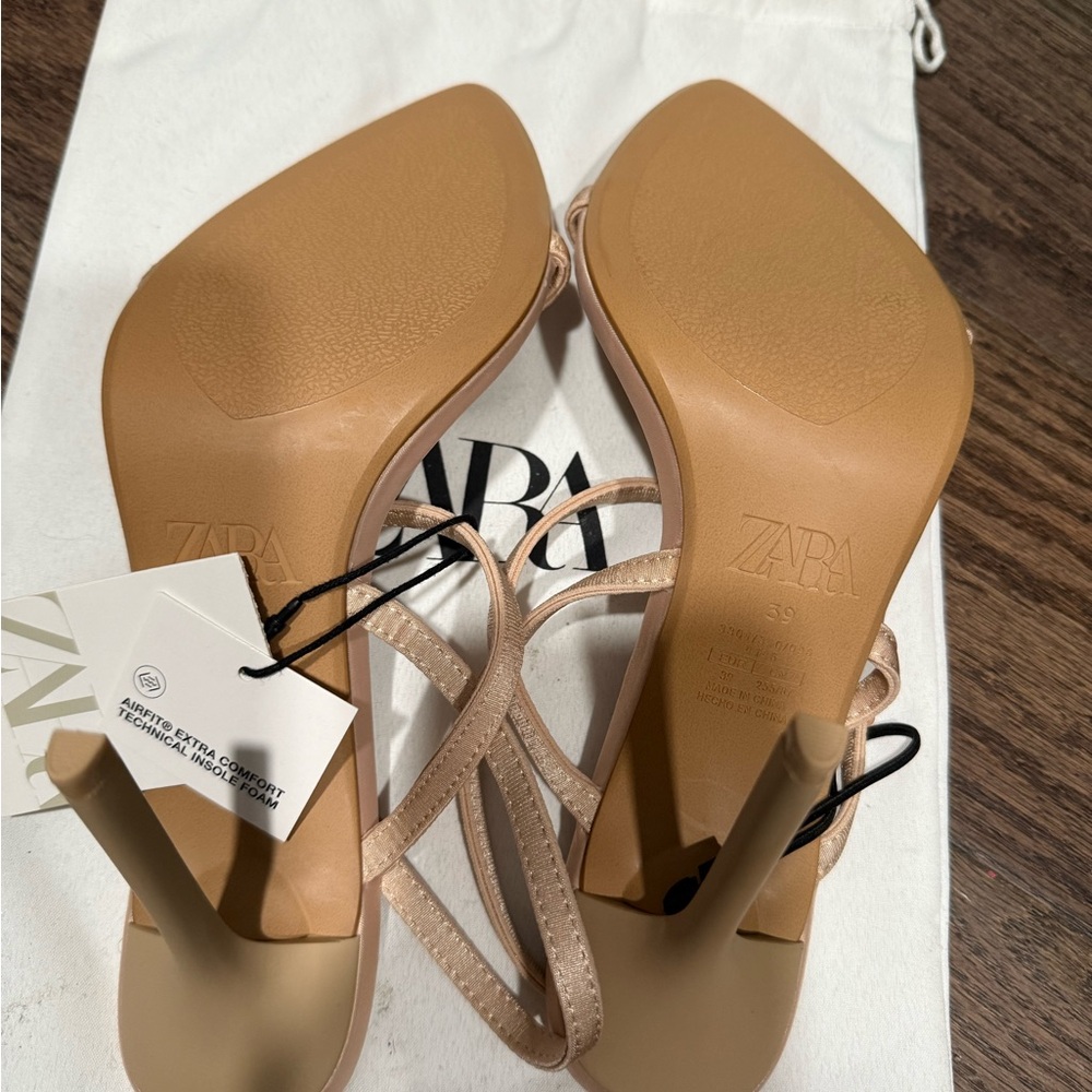 Zara nude strappy Heels with Modern Minimalist Straps - Picture 5 of 11